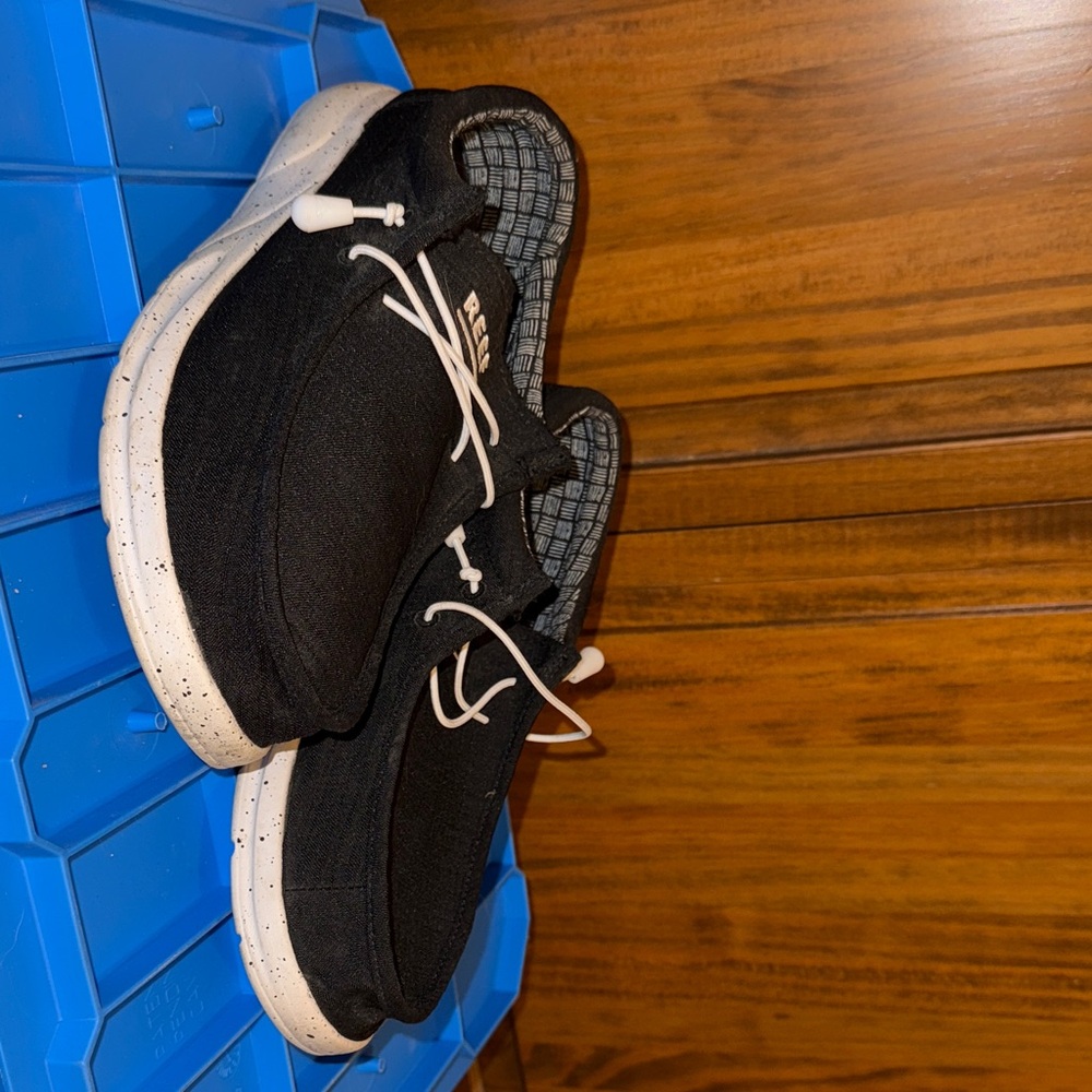 Reef Black Slip-On Shoes with White Accents